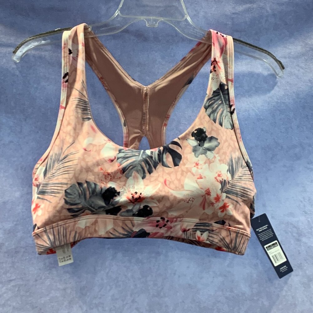 Marika Pink Floral Racerback Sports Bra